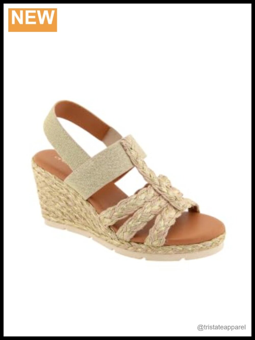 Raffia Metallic Elastic Wedge Sandals Square Toe Slip On Comfort